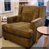 F14. Mitchell Gold Bob Williams ultrasuede club chair. 33&rdquo;h x 32&rdquo;w x 38&rdquo;d 